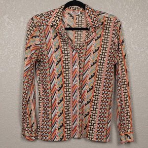 Vintage Lucky Winner multi pattern button down shirt-13/14